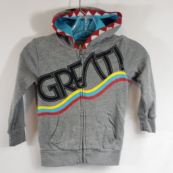 365 Kids Garanimals Grey Boys Full Zip Lng Slv Hoodie Jacket Great Shark Sz 4 - Picture 1 of 9